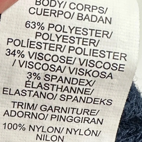 Lucky Brand size small American navy lace yoke thermal waffleknit top - Picture 5 of 6